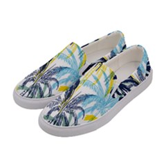 Colorful Summer Palm Trees White Forest Background Women s Canvas Slip Ons by Vaneshart