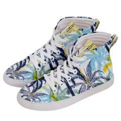 Colorful Summer Palm Trees White Forest Background Women s Hi-top Skate Sneakers by Vaneshart