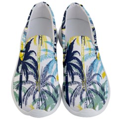 Colorful Summer Palm Trees White Forest Background Men s Lightweight Slip Ons by Vaneshart