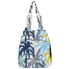 Colorful Summer Palm Trees White Forest Background Center Zip Backpack by Vaneshart