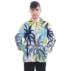 Colorful Summer Palm Trees White Forest Background Men s Half Zip Pullover by Vaneshart