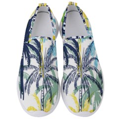Colorful Summer Palm Trees White Forest Background Men s Slip On Sneakers by Vaneshart