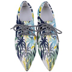 Colorful Summer Palm Trees White Forest Background Women s Pointed Oxford Shoes by Vaneshart