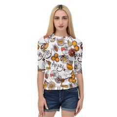 Honey Seamless Pattern Quarter Sleeve Raglan Tee