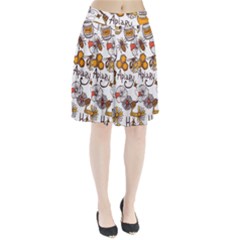 Honey Seamless Pattern Pleated Skirt