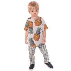 Seamless Pattern With Vector Illustrations Pineapples Kids  Raglan Tee