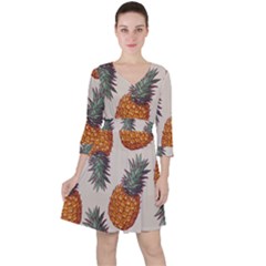 Seamless Pattern With Vector Illustrations Pineapples Ruffle Dress by Vaneshart