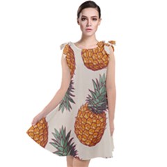 Seamless Pattern With Vector Illustrations Pineapples Tie Up Tunic Dress by Vaneshart