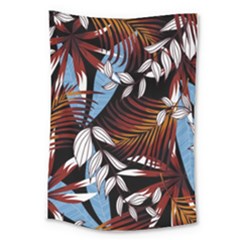 Trending Abstract Seamless Pattern With Colorful Tropical Leaves Plants Black Large Tapestry by Vaneshart