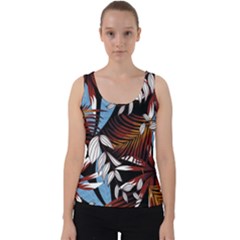Trending Abstract Seamless Pattern With Colorful Tropical Leaves Plants Black Velvet Tank Top by Vaneshart