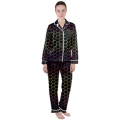 Dark Hexagon With Light Fire Background Satin Long Sleeve Pyjamas Set