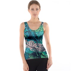 Seamless Abstract Pattern With Tropical Plants Tank Top