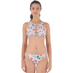 Flat Colorful Flowers Leaves Background Perfectly Cut Out Bikini Set by Vaneshart