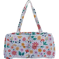 Flat Colorful Flowers Leaves Background Multi Function Bag by Vaneshart