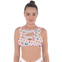 Flat Colorful Flowers Leaves Background Bandaged Up Bikini Top View1
