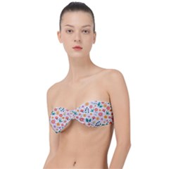 Flat Colorful Flowers Leaves Background Classic Bandeau Bikini Top  by Vaneshart