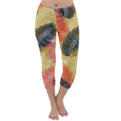 Tropical Seamless Pattern With Exotic Palm Leaves Capri Winter Leggings 