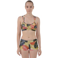 Tropical Seamless Pattern With Exotic Palm Leaves Perfect Fit Gym Set