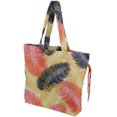 Tropical Seamless Pattern With Exotic Palm Leaves Drawstring Tote Bag by Vaneshart