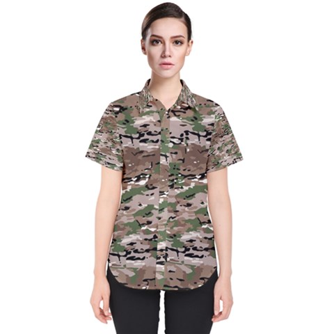 Fabric Camo Protective Women s Short Sleeve Shirt by HermanTelo