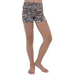 Fabric Camo Protective Kids  Lightweight Velour Yoga Shorts by HermanTelo