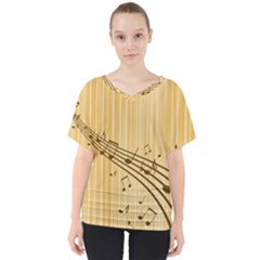 Background Music Nuts Sheet V-neck Dolman Drape Top