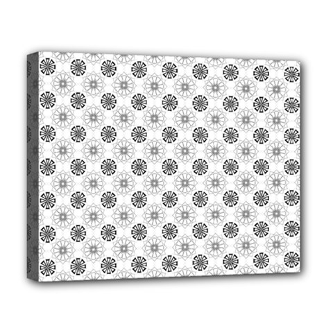 Pattern Black And White Flower Deluxe Canvas 20  X 16  (stretched)