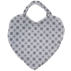 Pattern Black And White Flower Giant Heart Shaped Tote by Alisyart
