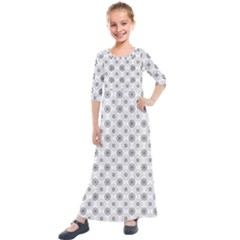 Pattern Black And White Flower Kids  Quarter Sleeve Maxi Dress by Alisyart