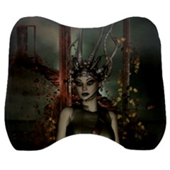 Awesome Fantasy Women With Helmet Velour Head Support Cushion by FantasyWorld7