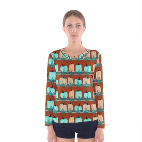 Bluegreen Pumpkins Women s Long Sleeve Tee by bloomingvinedesign