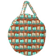 Bluegreen Pumpkins Giant Round Zipper Tote by bloomingvinedesign