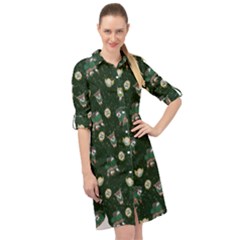 Grass Love Long Sleeve Mini Shirt Dress by Mezalola