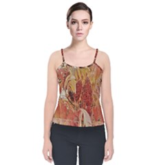 Autumn Colors Leaf Leaves Brown Red Velvet Spaghetti Strap Top