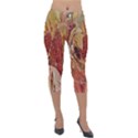 Autumn Colors Leaf Leaves Brown Red Lightweight Velour Capri Leggings  View1