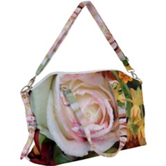 Floral Bouquet Orange Pink Rose Canvas Crossbody Bag by yoursparklingshop