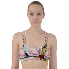 Floral Bouquet Orange Pink Rose Line Them Up Sports Bra by yoursparklingshop