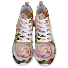 Floral Bouquet Orange Pink Rose Men s Lightweight High Top Sneakers by yoursparklingshop