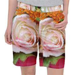 Floral Bouquet Orange Pink Rose Pocket Shorts by yoursparklingshop