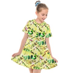 Ubrs Yellow Kids  Short Sleeve Shirt Dress by Rokinart