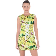 Ubrs Yellow Lace Up Front Bodycon Dress by Rokinart