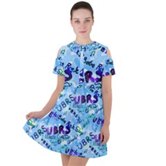 Ubrs Short Sleeve Shoulder Cut Out Dress  by Rokinart