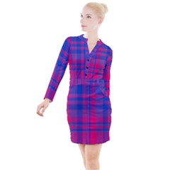 Bisexual Plaid Button Long Sleeve Dress by NanaLeonti