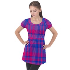 Bisexual Plaid Puff Sleeve Tunic Top by NanaLeonti