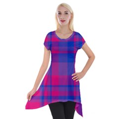 Bisexual Plaid Short Sleeve Side Drop Tunic by NanaLeonti
