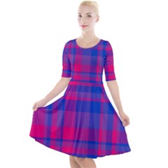 Bisexual Plaid Quarter Sleeve A-line Dress