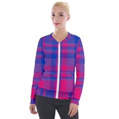 Bisexual Plaid Velour Zip Up Jacket