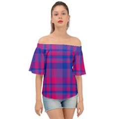 Bisexual Plaid Off Shoulder Short Sleeve Top by NanaLeonti