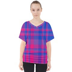 Bisexualplaid V-neck Dolman Drape Top by NanaLeonti