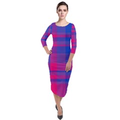 Bisexual Plaid Quarter Sleeve Midi Velour Bodycon Dress by NanaLeonti